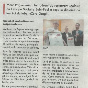 Label « Zéro Gaspil' » au restaurant du Groupe scolaire Saint-Paul (Hebdo 25 n° 123 du 24 juin 2024)